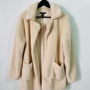 Forever 21 Women’s Classic Pink Cream Teddy Coat Jacket Size M